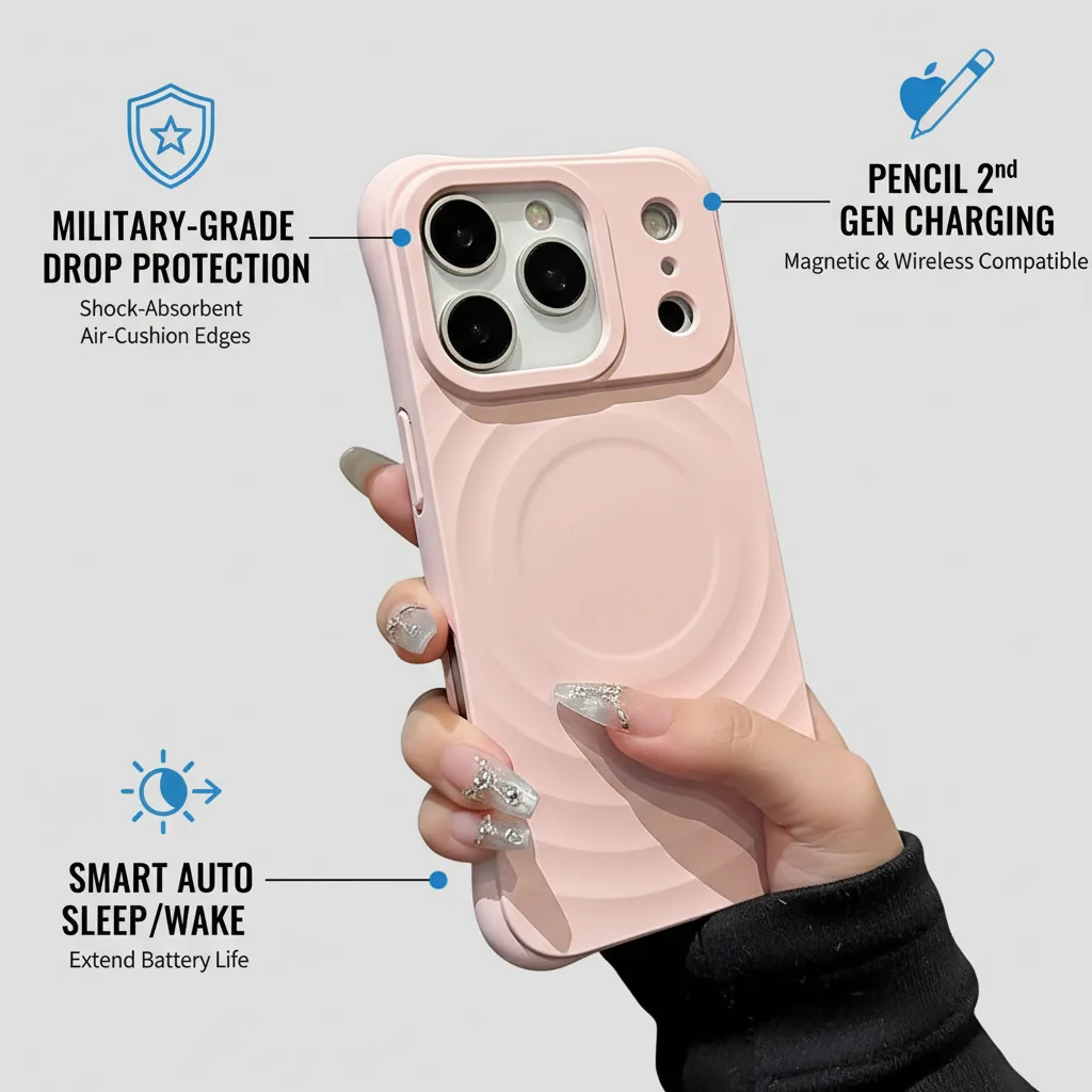 Laudtec Full-Cover Phone Case New Silicone Minimalist Magnetic Style for iPhone 16 Pro 17 Air