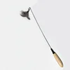 Competition-grade wooden handle cat toy