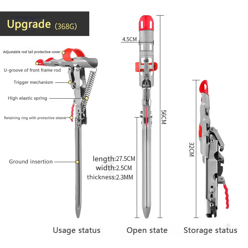 Powerful Tip-Up Hook Setter Double Spring Automatic Fishing Rod Pole Holder