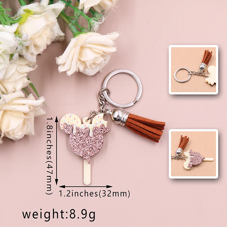 Customized Syasibo jewelry KHS287KH1232 Customized New product CN mouse head Popsicle Ice Cream cute Acrylic Keychain details