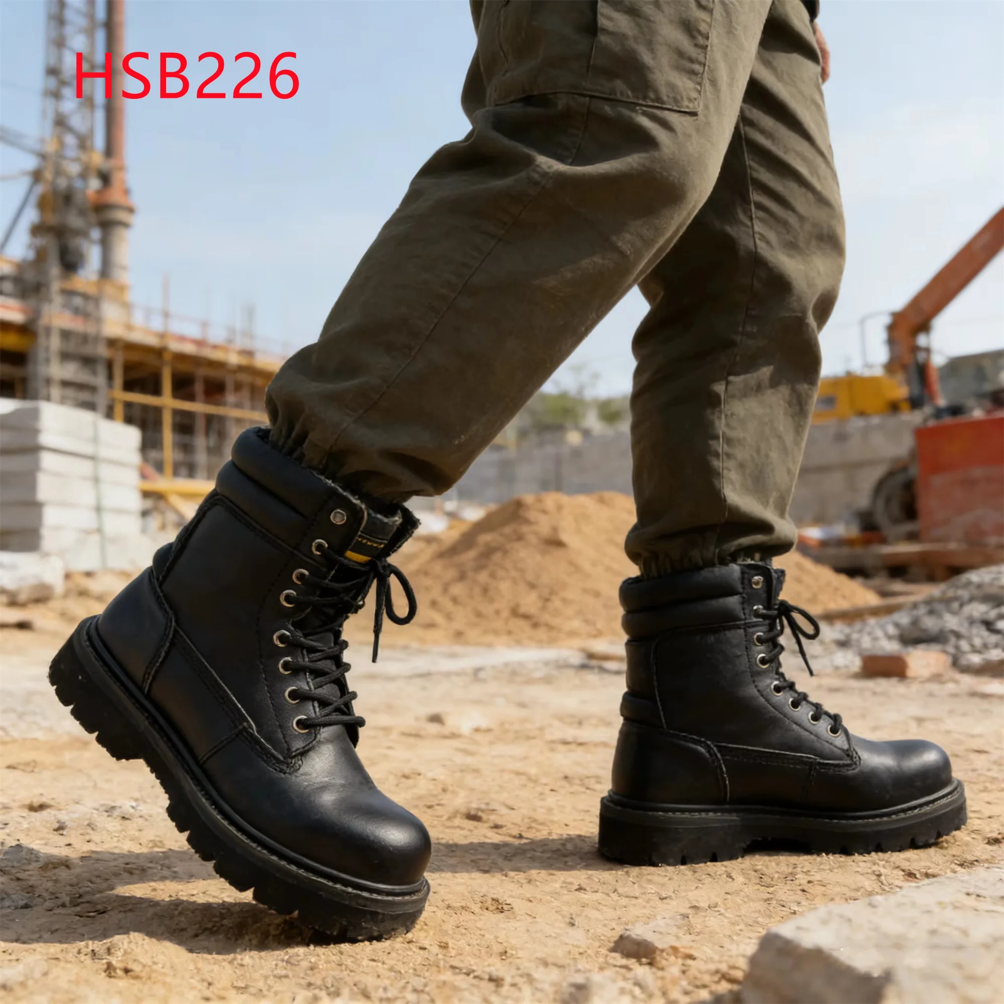 HY, Arbeitsschuhe für Steinbrucharbeiten – Obermaterial aus Vollnarbenleder, SA-Standard, geruchshemmend, Sohle aus EVA + Goodyear-Gummi, Sicherheitsstiefel HSB226