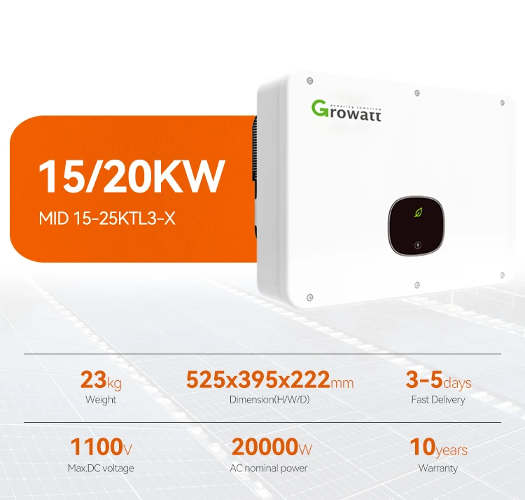 Growatt on Grid System MID 15-25KTL3-X 15KW 20KW 25KW Grid Tie Inverter ...