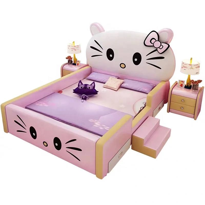 Cartoon Bed Kids Furniture Children Bedroom Hello Kitty Girl's Bed Y35-1 -  Buy Car Bed,Leather Kids Bed,Cartoon Kids Bedroom Furniture Product on  
