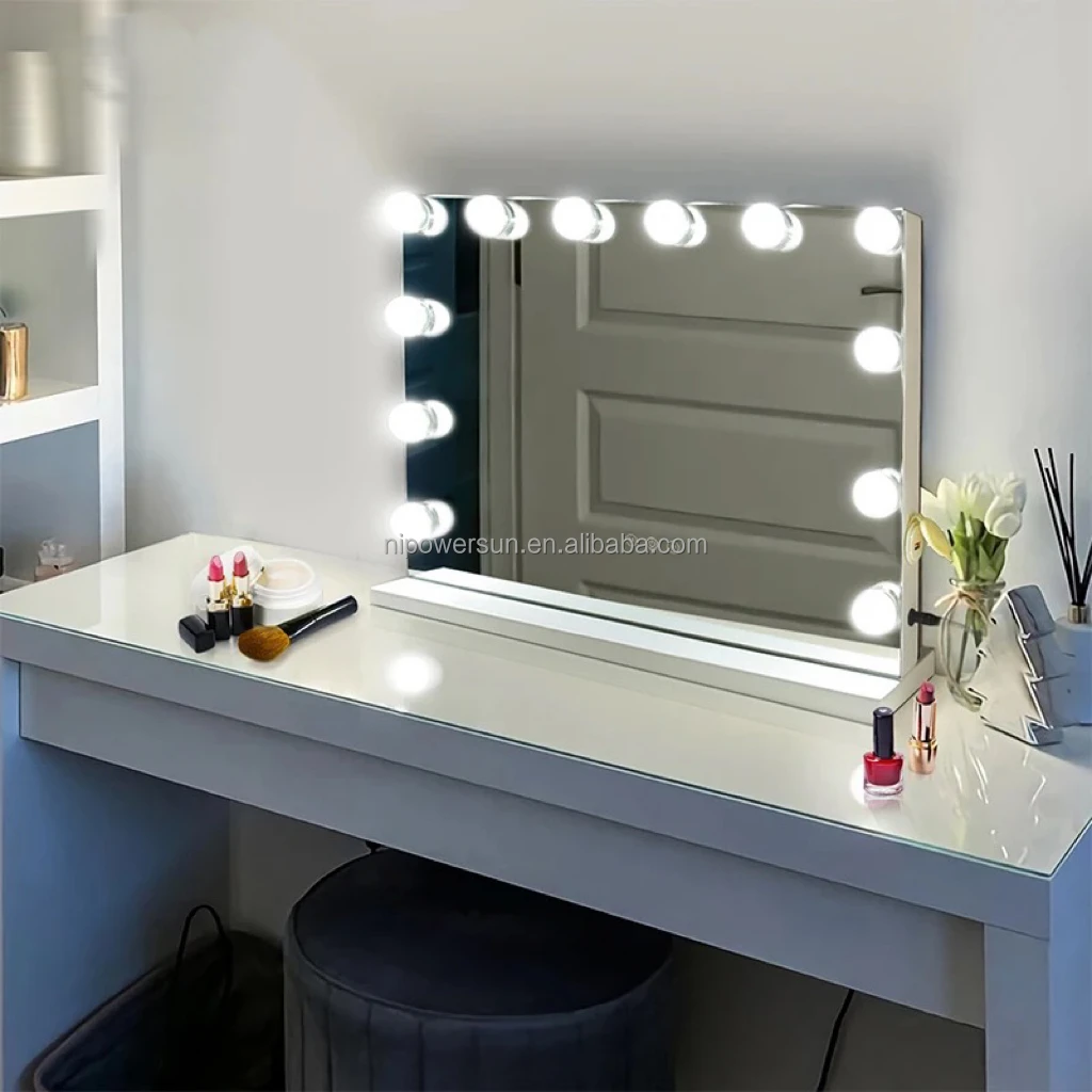 Vanity Mirror With 15 Dimmable Led,Hollywood Makeup Mirror With 3 Color ...