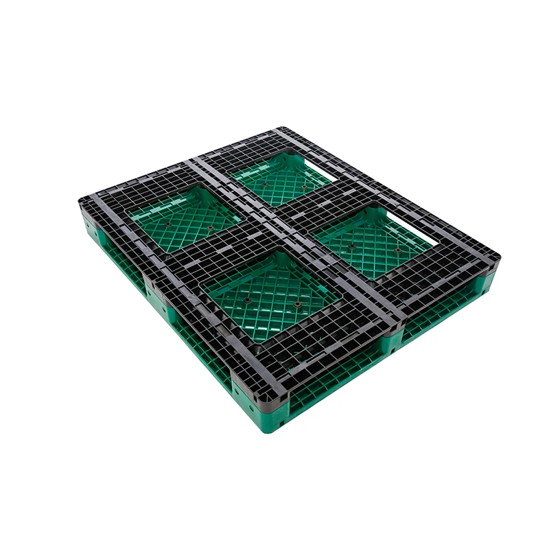 1.2m X 1m Heavy Duty Recycled Plastic Euro Pallet Single Faced 4-Way Racking Pallets with 14 Steel Tubes for Storage Logistics