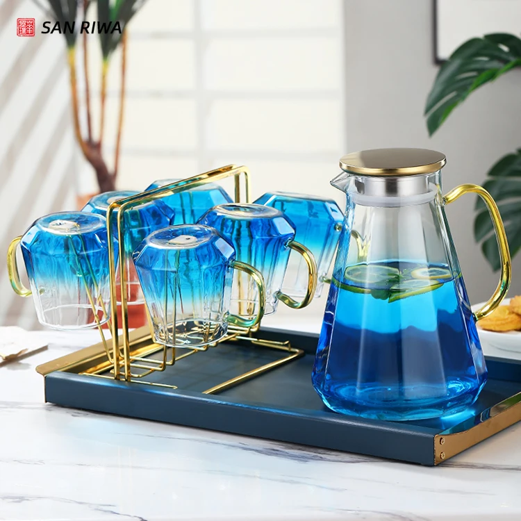 Starbucks Clear Blue Ombre Glass Pitcher/Tea Pot/Kettle 24oz,Korea deals HEAT TOLERANT