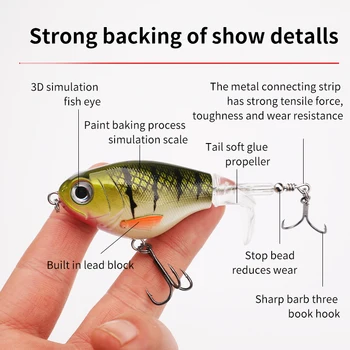 Cheery 17g Topwater Fishing Lure Floating Rotating Tail Plopping Minnow Surface Crankbait for Saltwater Fish Attracts Bass Trout – Minnow – view 5
