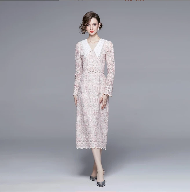 2024 Spring and Autumn New Sweet Mesh Dress Embroidered Lace Fairy Dress  Elegant Pink Princess Dress| Alibaba.com
