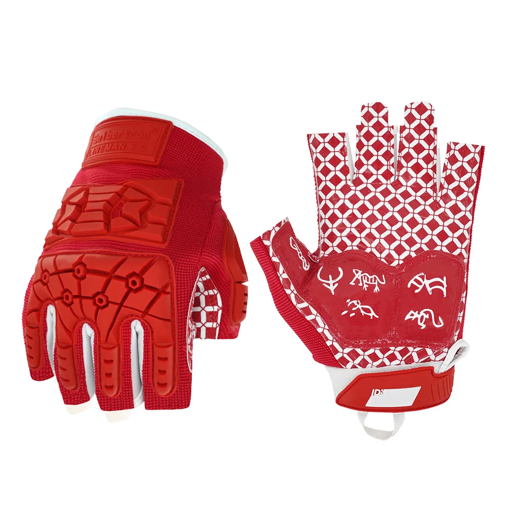 Seibertron Adult 1/2 Finger Lineman Football Receiver Gloves M.S.Z.Q-4 Padded Palm Flexi aperçu 8