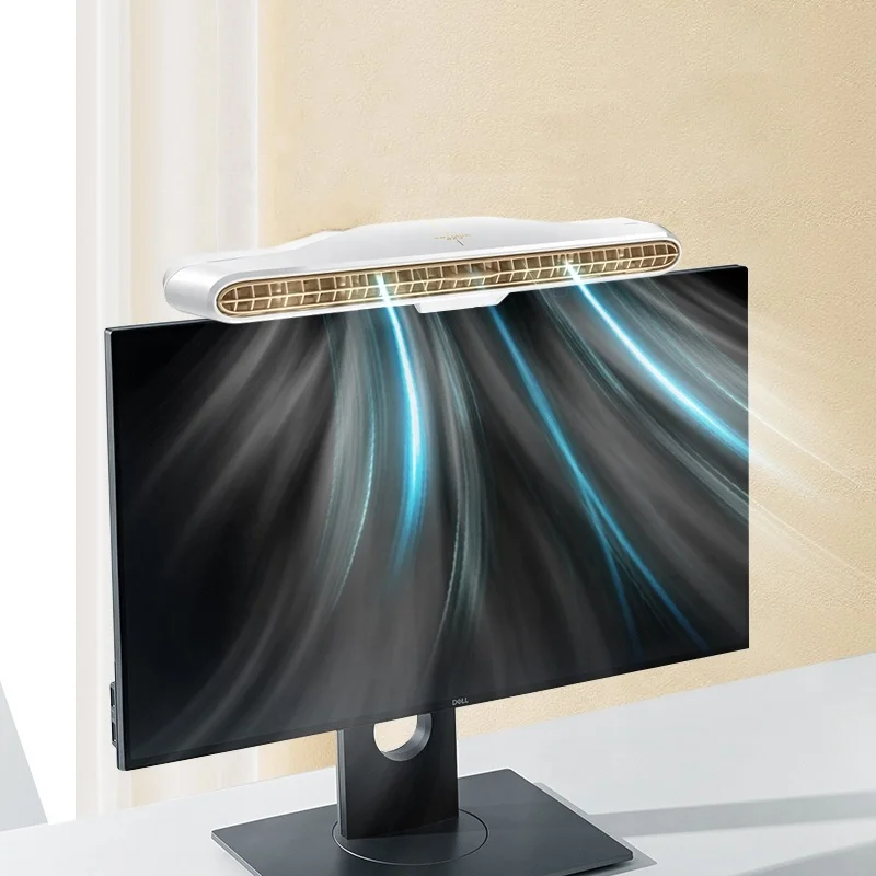 New Bladeless Clip on Computer Monitor Fan 3 Speeds Desktop Table Cooling Fan Adjustable Clamp PC Laptop Personal Cooling Fan