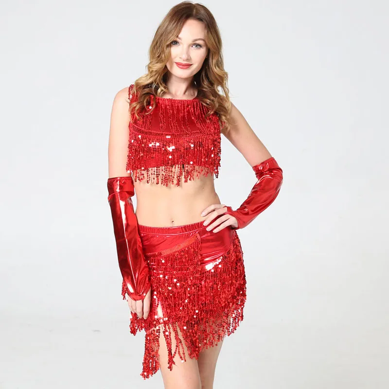 red fringe skirt set