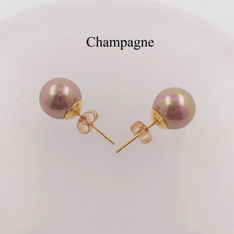 Stainless Steel Titanium Pearl Stud Earring Gold Filled Stud Pearl