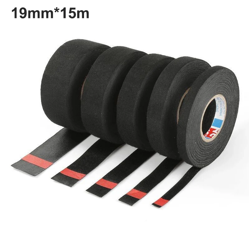 19mm*15m Adhesive Cloth Fabric Tape For Car Auto Cable Harness Wiring Loom  1~5P