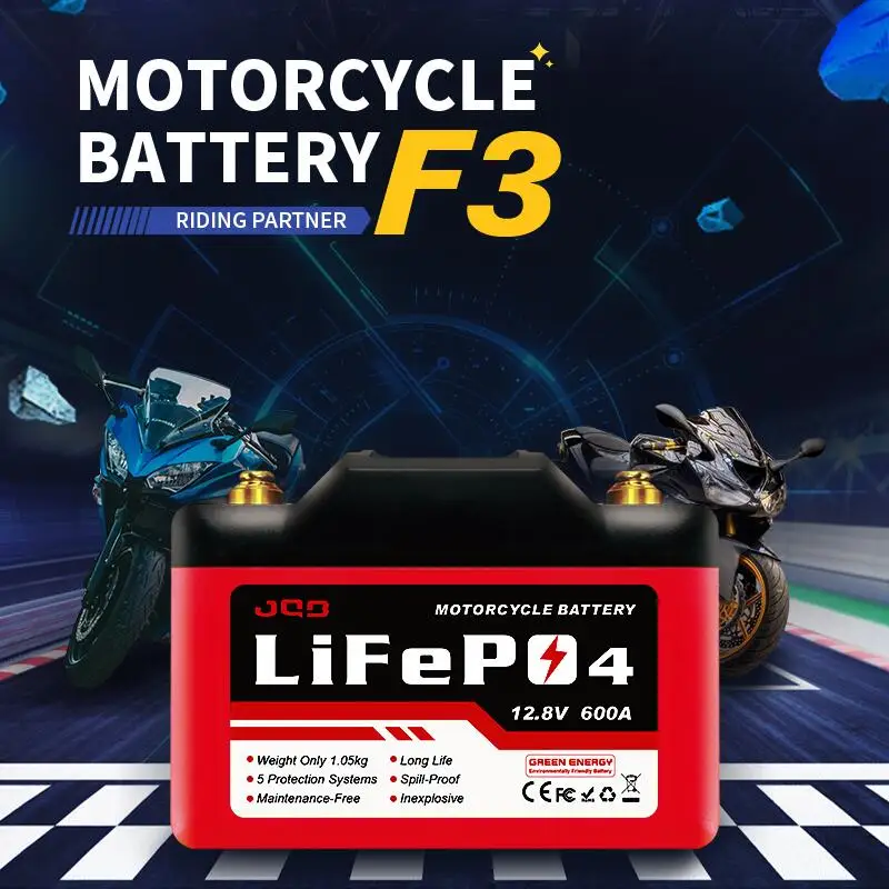 ultra Safe Starter 12V 6Ah Lithium Ion LiFePO4 Motorcycle Battery Replacement of 18Ah Lead Acid Battery