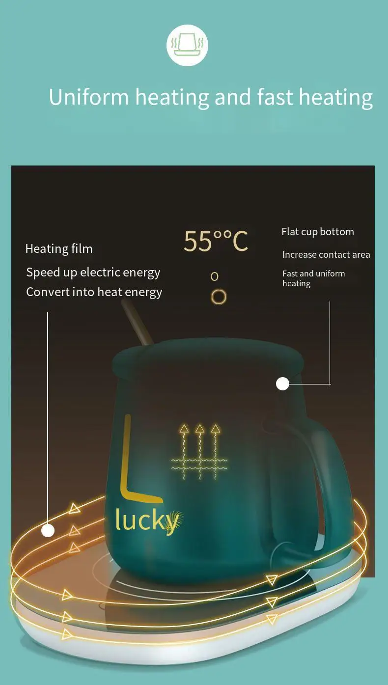 Gift Set Cup Heating Pad Temperature Control Smart Coffee Mug Cup