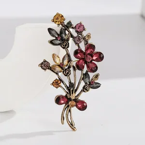 Creativebead Luxurious Gold-Plated Zinc Alloy Flower Brooch Pins Adorned Bouquet Crystals Rhinestones Perfect Handbag