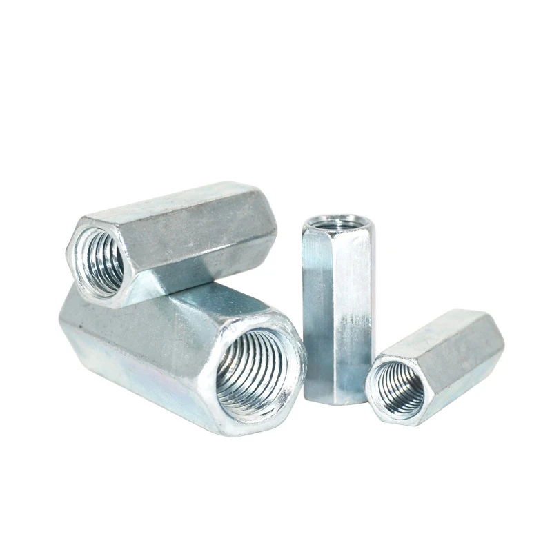 Durable in use DIN6334 M8*1.25 M10*1.5 Blue White Zinc Plated Hexagon Coupling Nuts