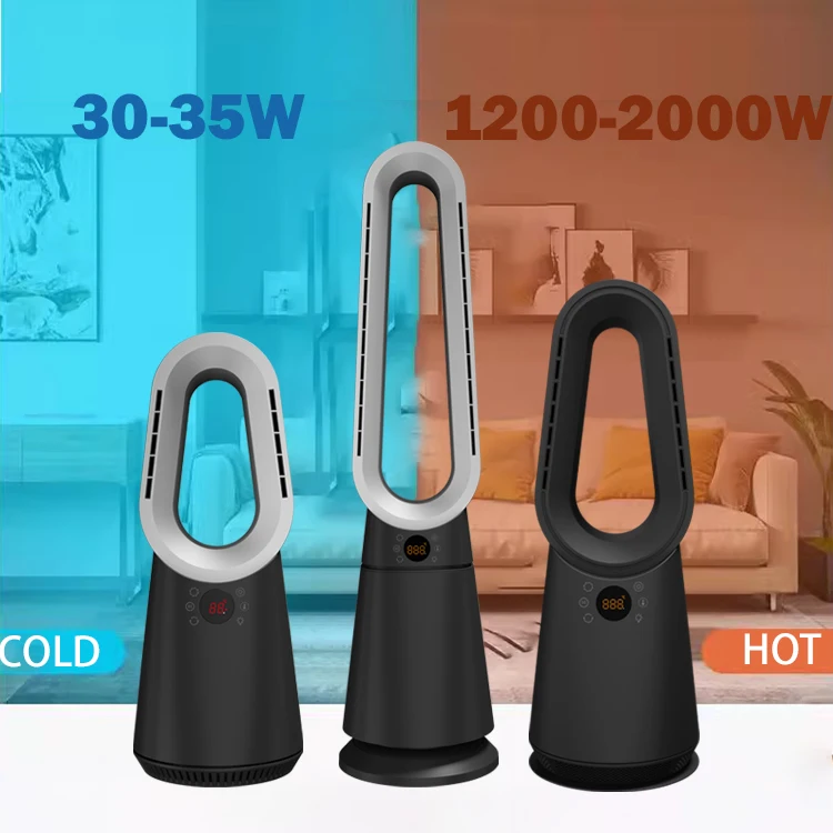 2025 Temperature Protection 2000w Table Smart Fan Heater Space Heaters Bladeless Hot and Cold Standing Fan Without Blades