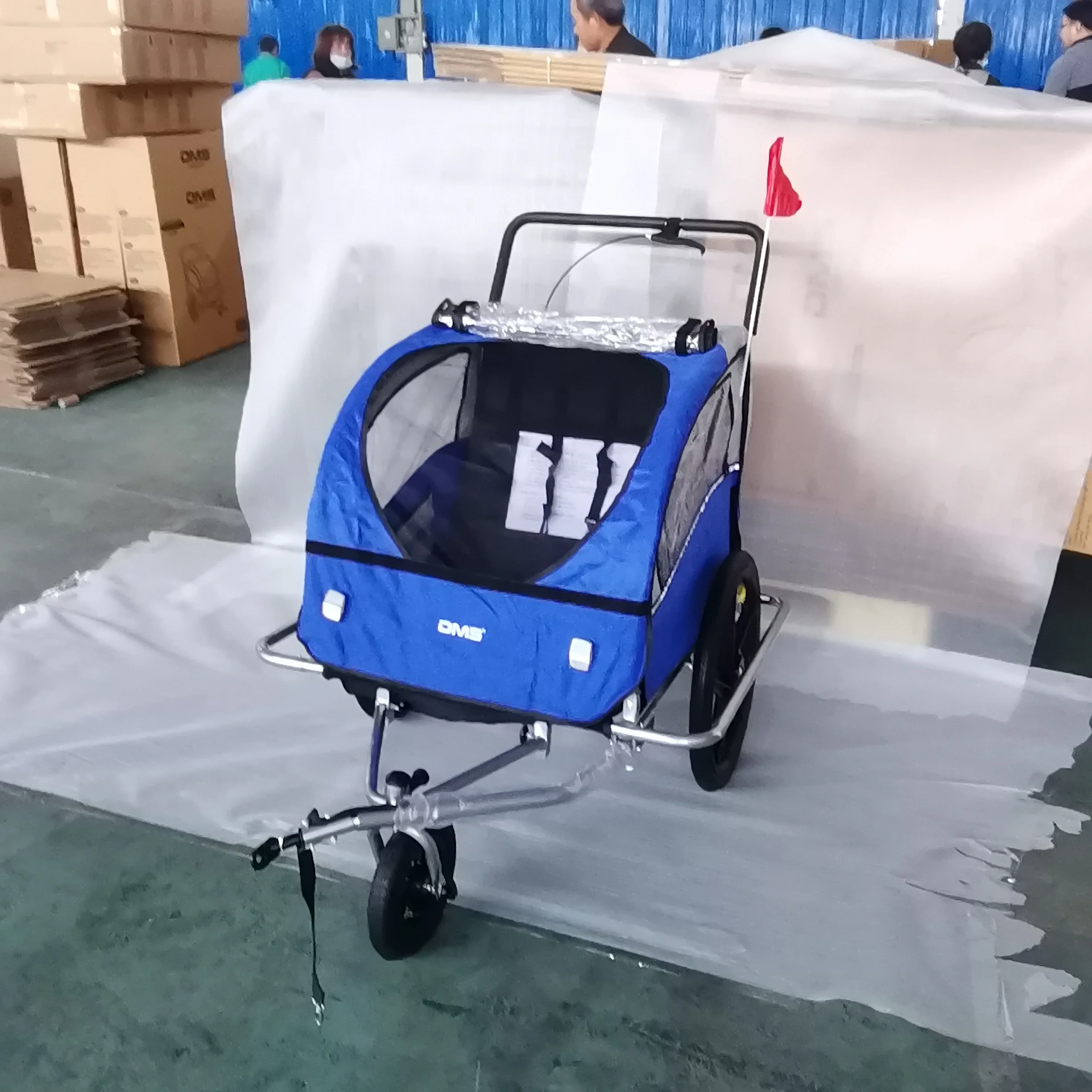 Kids Bicycle Trailer Biketrailer Stroller Foldable Kids Twin Bicycle