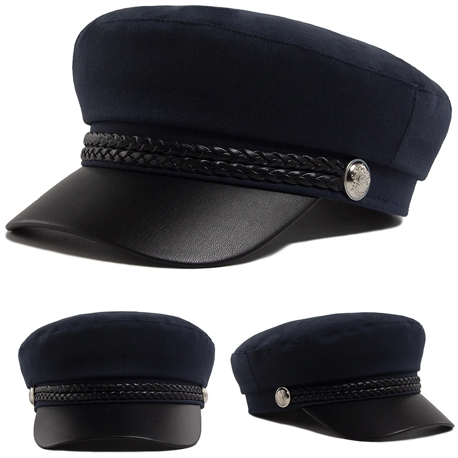 1751 Men\'s Captain Sailor Hat Pu Leather Beret Cap For Halloween Costumes s-l400.jpg main image 3
