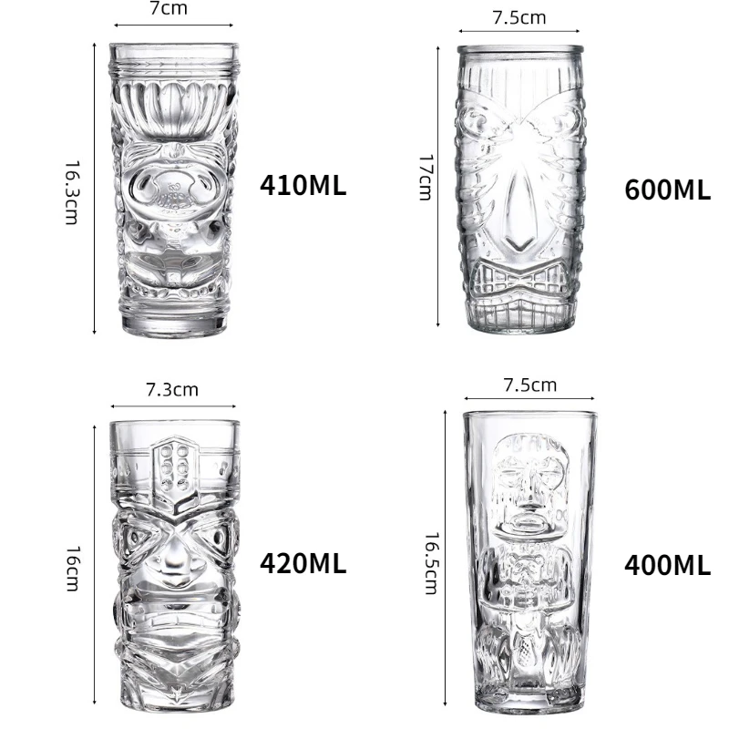 Wholesale Cheap Tiki Mug Cocktail Glasses Design Glass Cup Juice Glasses Tiki Mug Cocktail