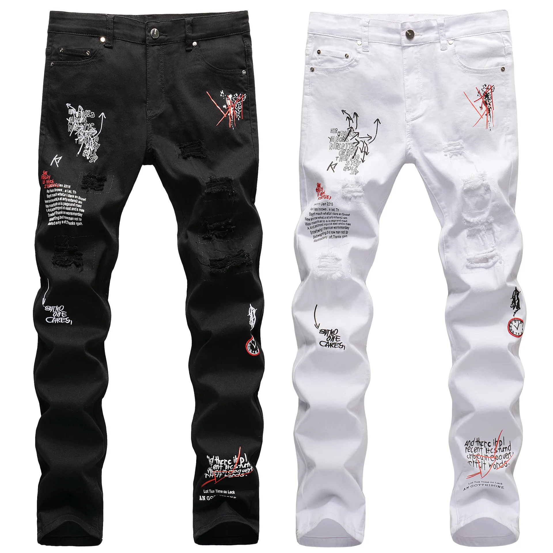 Men Fashion Pants Ripped Jeans Men 