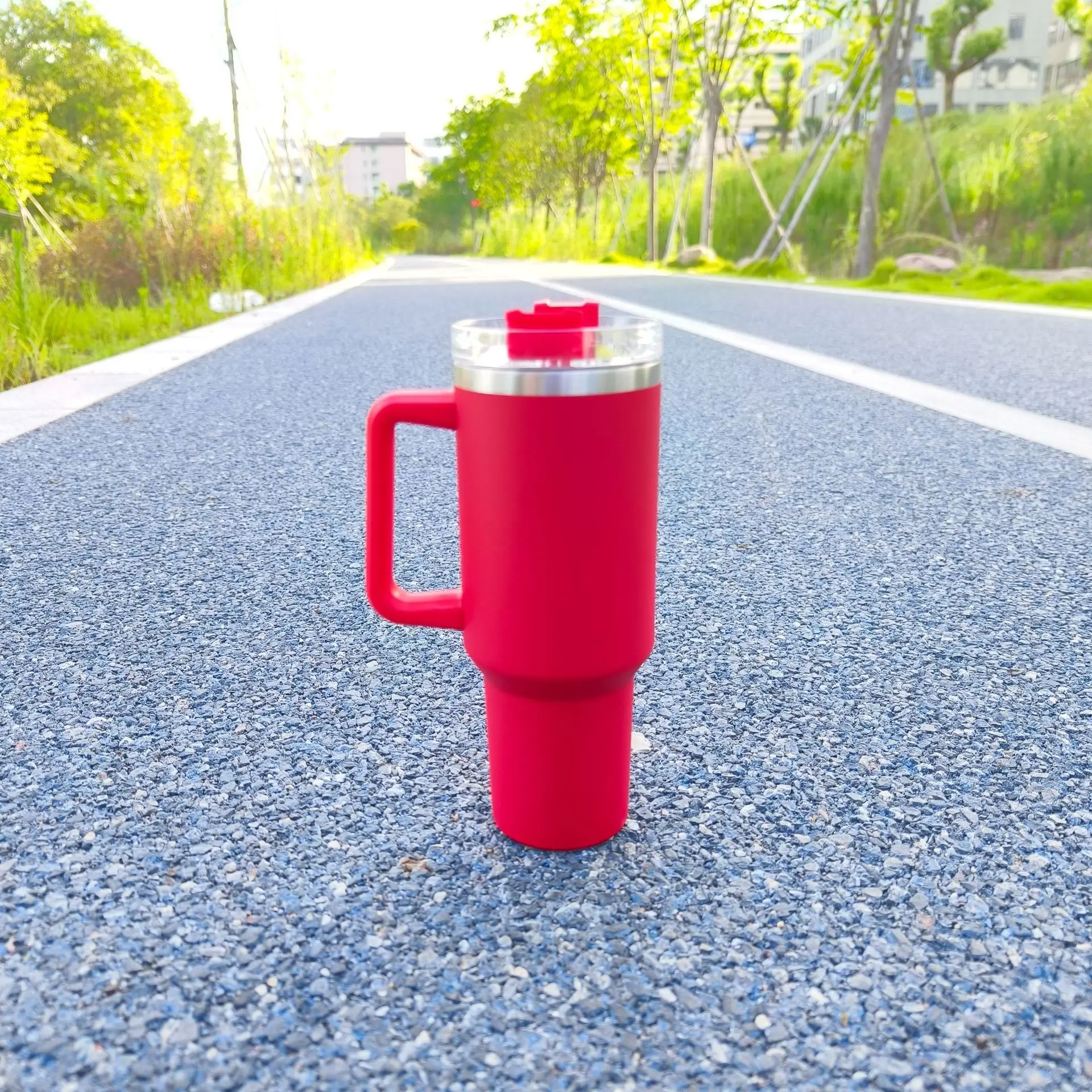 Tumblers Wholesale Bulk 40oz Tumbler with Handle 2.0 Red pink Tumbler Cups  with Lid and Straw 40oz