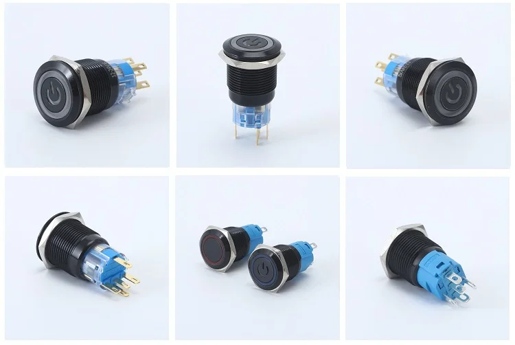 Custom 8mm 22mm 24v Ip65 Dpdt Red Waterproof Normally Open E Stop