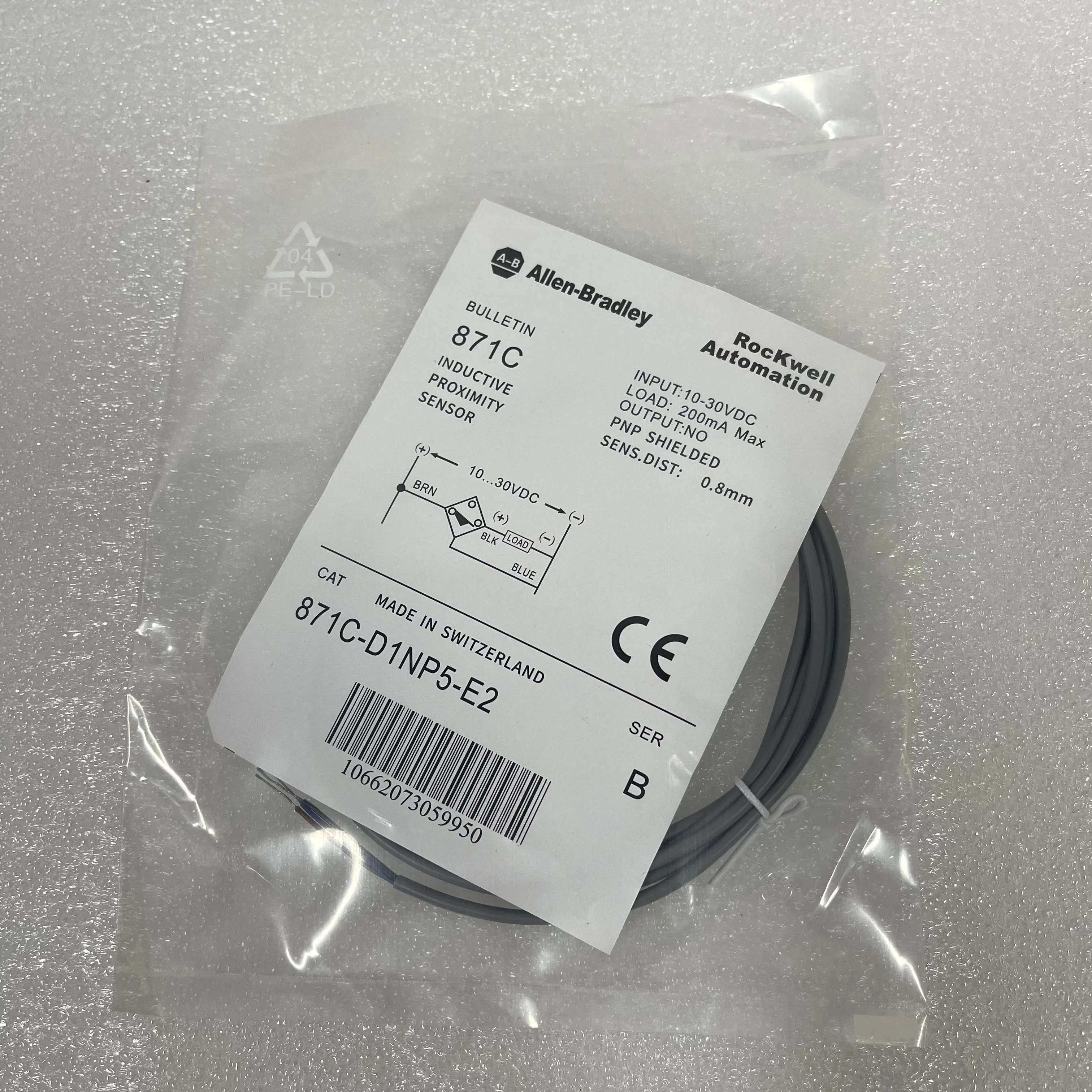 Allen-Bradley Inductive Proximity Sensor 871C-D1NP5-E2 Allen-Bradley Inductive Proximity Sensor 871C-D1NP5-E2