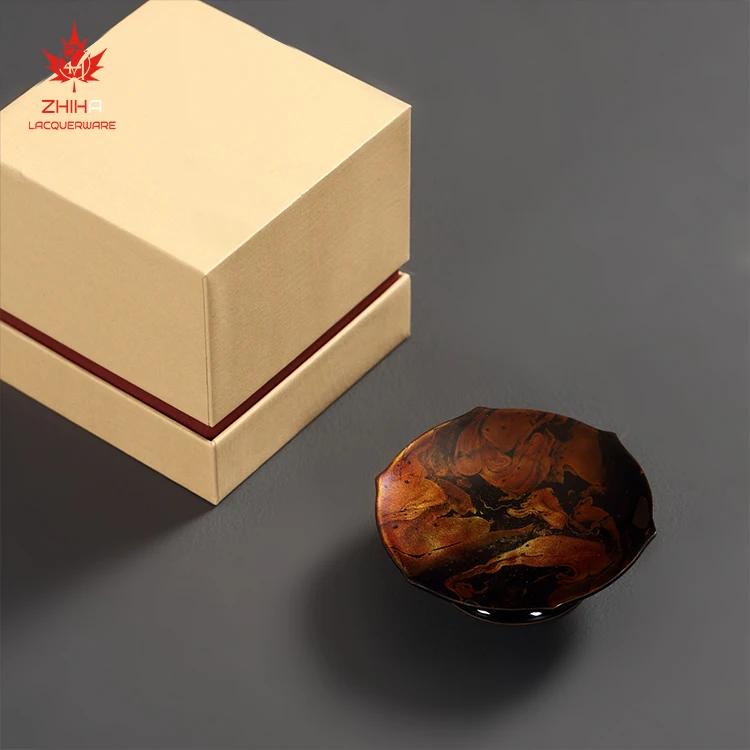 Traditional Chinese Lacquerware High Fruit Plate Small Inner Porcelain Art Tea Dim Sum Dried Fruit Bowl Premium Lacquerware