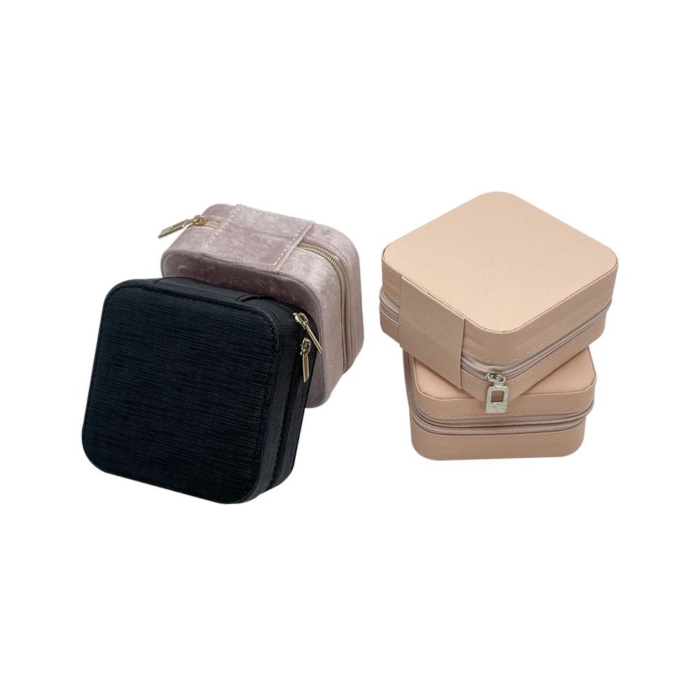 New luxury arrival mini leather pu small travel jewelry box storage box women's gift custom logo jewelry storage box with mirror