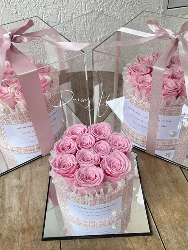 Cheapest Flowers Preserved Fresh Flower Eternal Rose In Acrylic Box