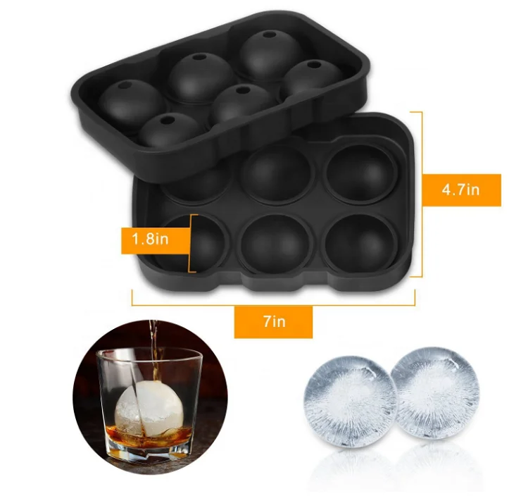 Factory Hot Selling 1 Set 6 Cubes And 6 Spheres Custom Silicone Ice Cube Tray manufacture