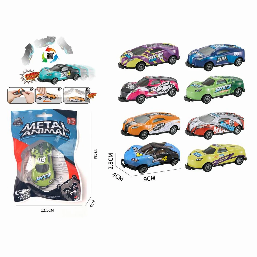 New Arrivals Pull Back Promotion Diecast Jumping Bouncing Vehicle Model Children's Stunt Alloy 360 Flip Toy Car