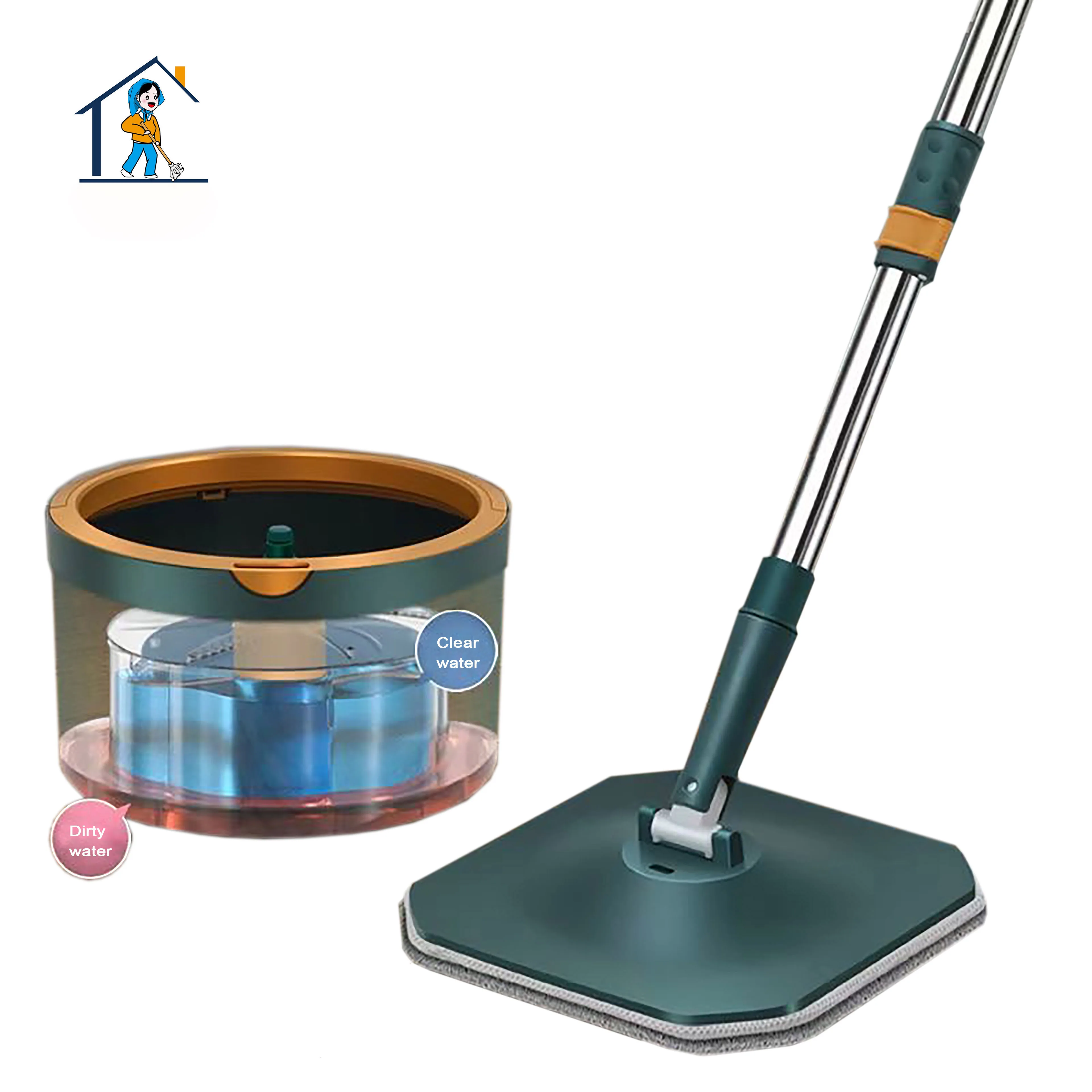 Cheapest High Quality 360 Rotate Handfree Magic Healty Dirty Clean Water Flat Spin Mop Bucket Set for House Floor Cleaner