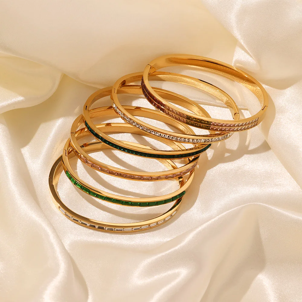 Bracciale Donna In Acciaio Inossidabile – Placcato Oro O Argento Con Zirconi – Ipoallergenico, Non Annerisce