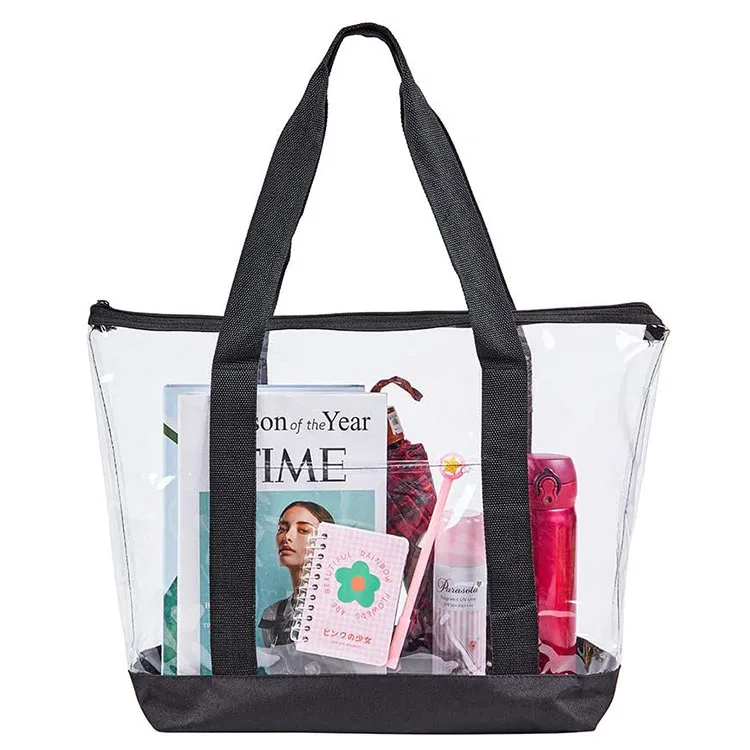 Travel Shopping Beach Tote Large Capacity Women Shoulder Clear PVC Handbag
