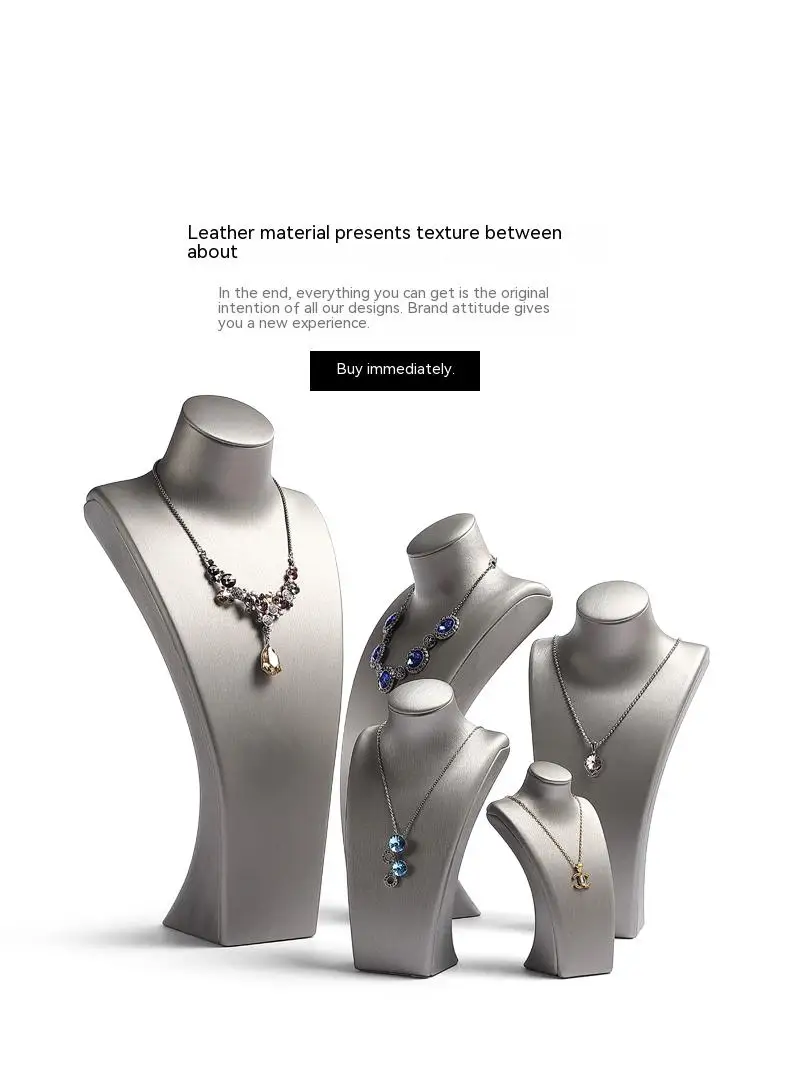 Wholesale Custom Solid Wood Jewelry Necklace Display Pu Leather