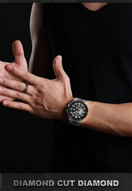 NAVIFORCE 8026 SB Factory Small Three Needle Watches for Men Chronograph Stainless Steel Strap Men Wrist Watches Big Dial Clock