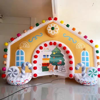 Christmas festival inflatable Gingerbread house giant inflatable candy arch for event decoration