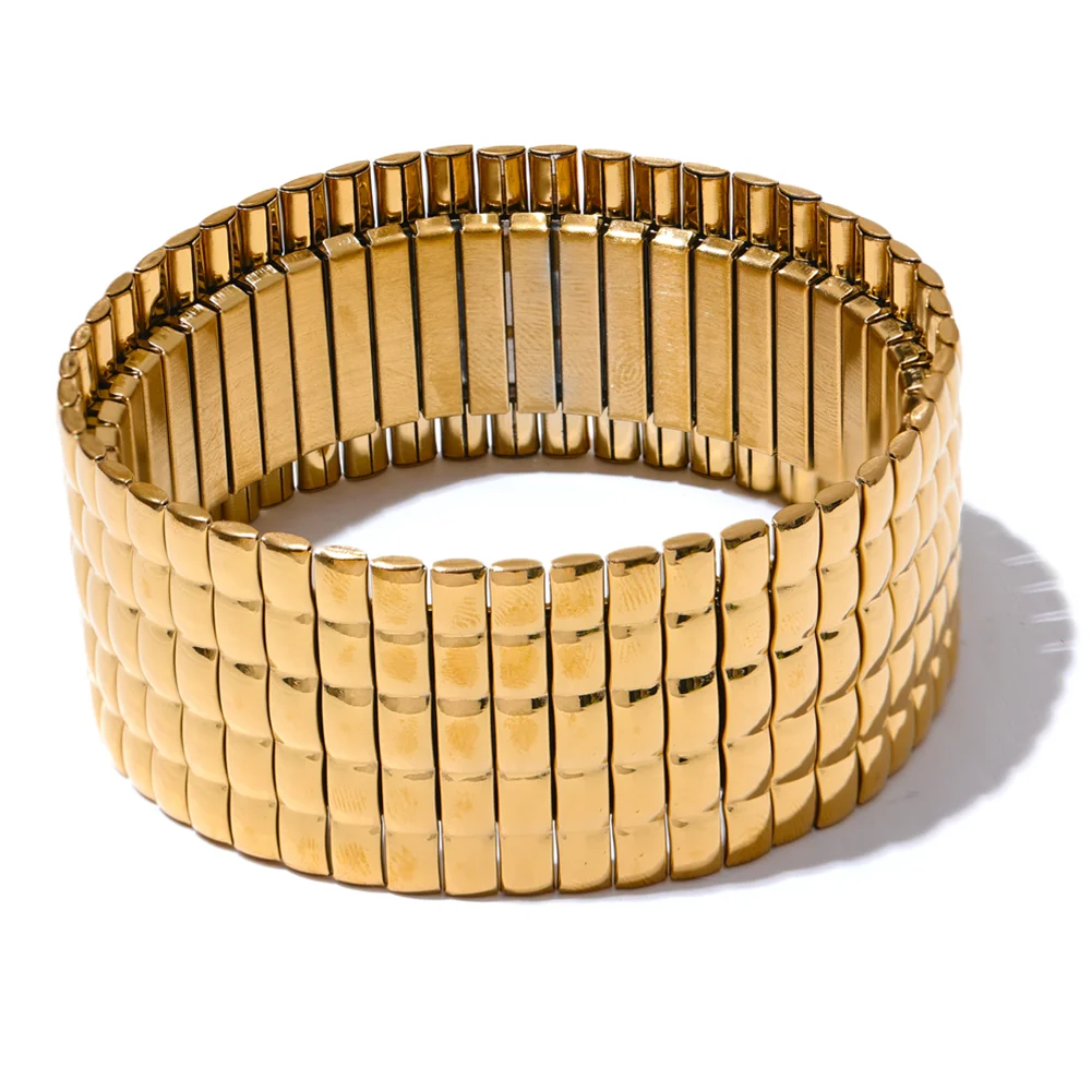 JINYOU 2956 Trendy Stainless Steel Bracelet - 18K Gold Plated