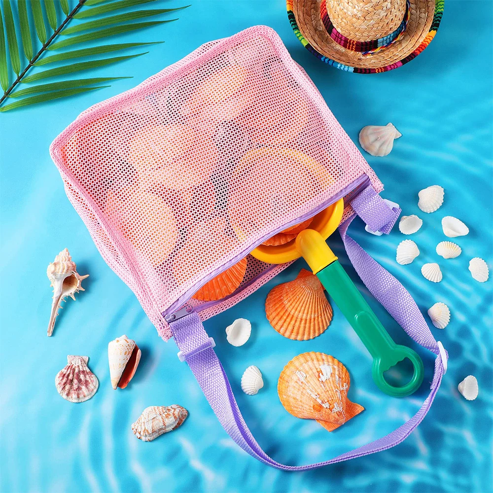 Custom Color Swimming Storage Mesh Bag Beach Toys Mesh Shoulder Bags with Zipper