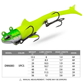 CHEERY 13.5g-56g 5 Color Artificial Soft Bait Saltwater T Tail Pinfish PVC Fishing Lures for River Use with Hooks – Soft Lure – view 3