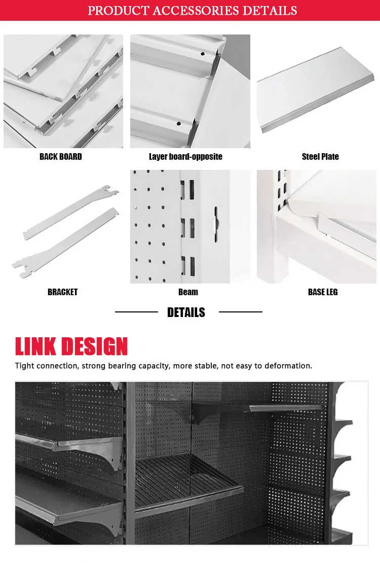 5 Shelves Supermarket Shelving Gondola Display Shelving with 6 Shelves and 4 Shelves Options