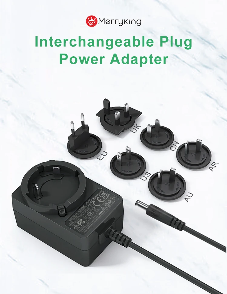 12V 1.5A AC DC Interchangeable Power Adapter