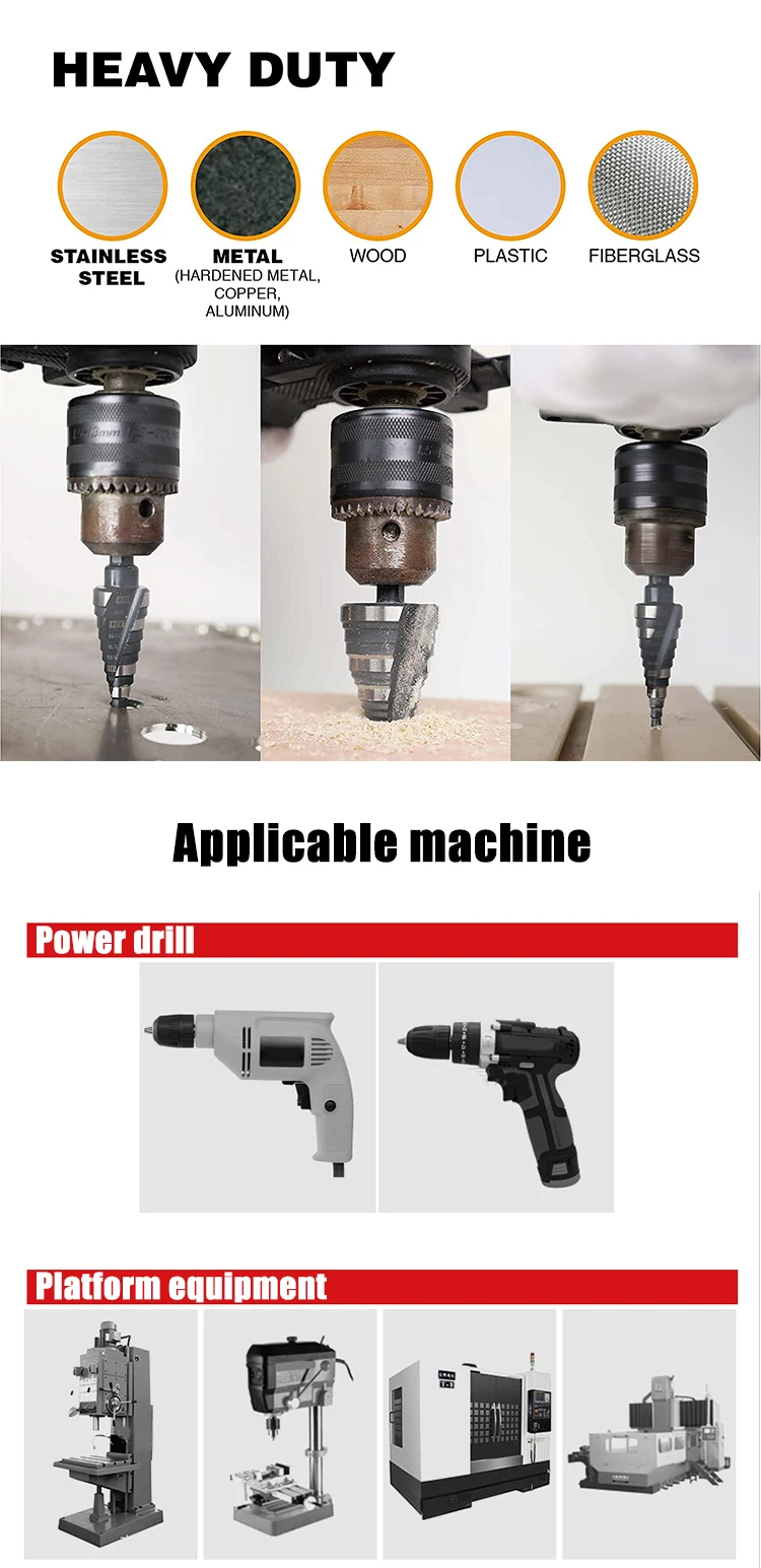 高质量1/4-1-3/8钻头套装5 PCS hss孔锯两步单槽台阶套件钻头| Alibaba.com