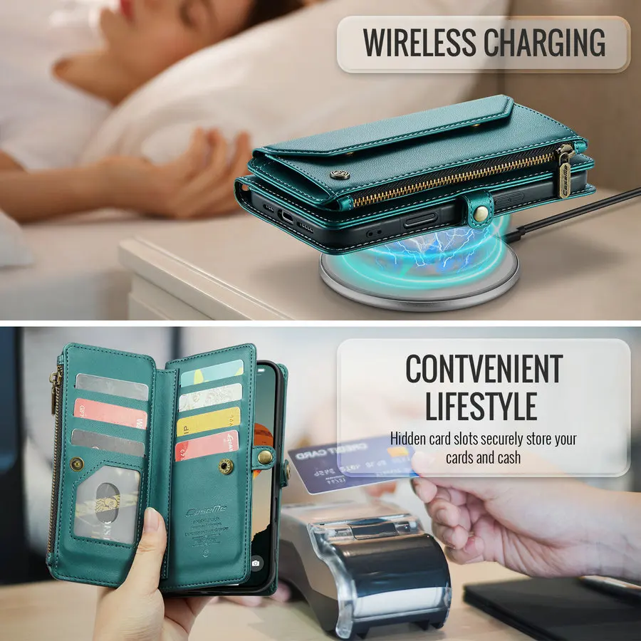 CaseMe for Iphones 15 Pro Max case PU Leather Wallet Cards Holder Pouch for iPhone 17 16 14 13 12 11 Pro Max 7 8 Plus Phone Case