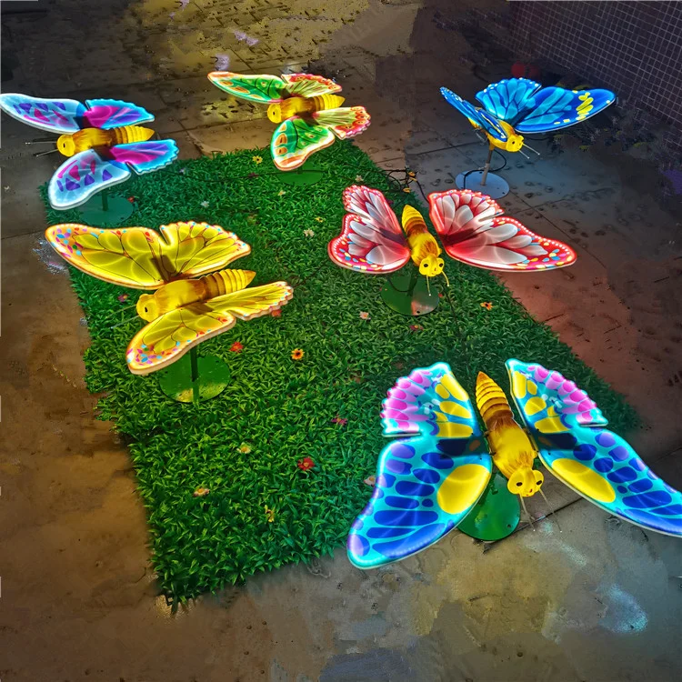 3d Dynamic Lighting Butterflies High-lumen SMD 12v Low Voltage Disassembled ABS Material for Outdoor Garden Street Decoration
