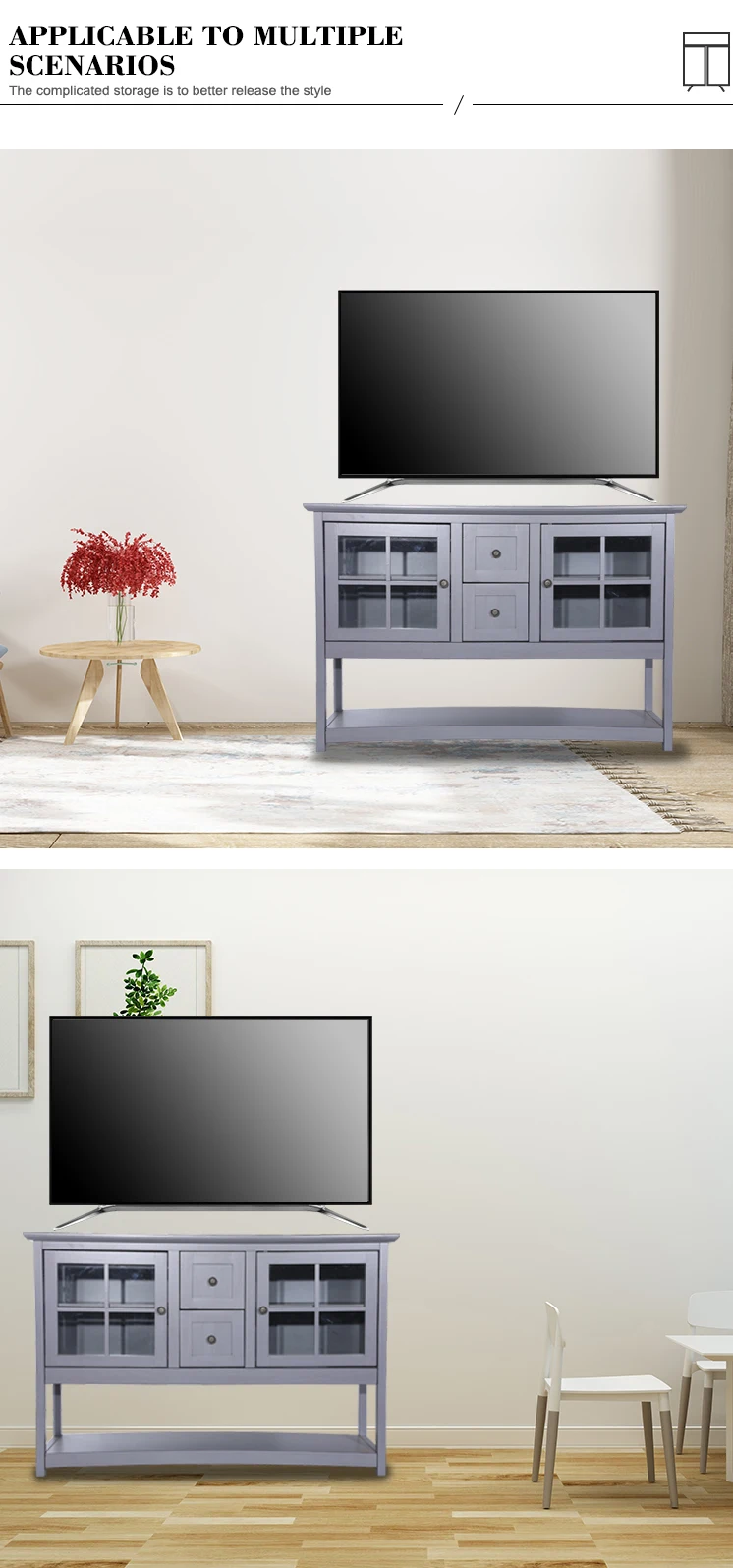 Latest Design Modern Unit Tv Table Wood Media Console Lcd Entertainment Center Sideboard Cabinet TV Stand