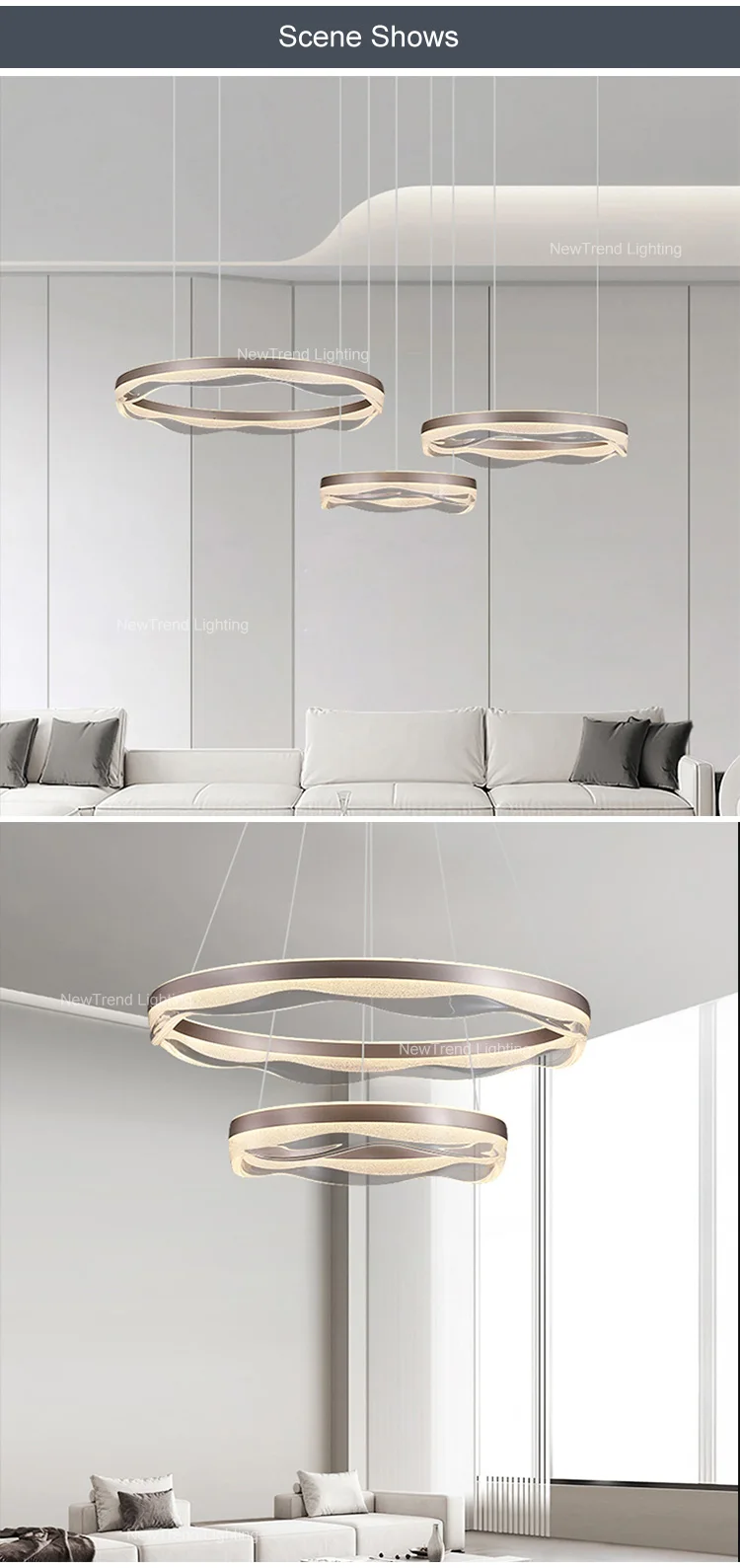 lc9866 contemporary indoor decoration pendant light living dining room restaurant home office acrylic led ring chandelier-5